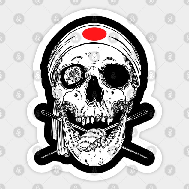 Kawaii Japanese Anime Skeleton Sushi Halloween Sticker by OccultOmaStore